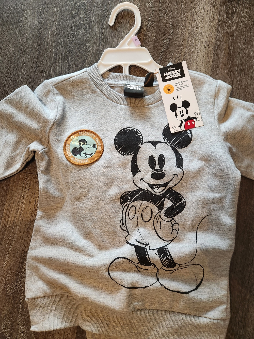 Disney Gray and Black Mickey Mouse Sweatshirt And Pants Set NWT XS 4/5